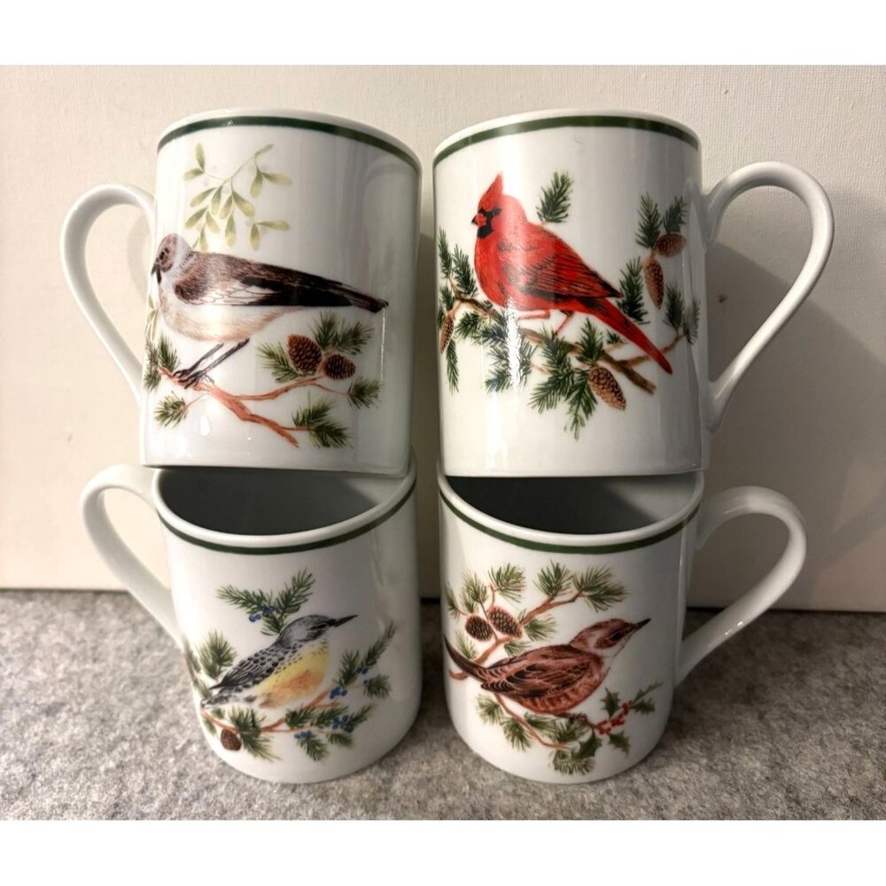 4 American Atelier #5199 Woodland Porcelain Coffee Mugs  # 2768